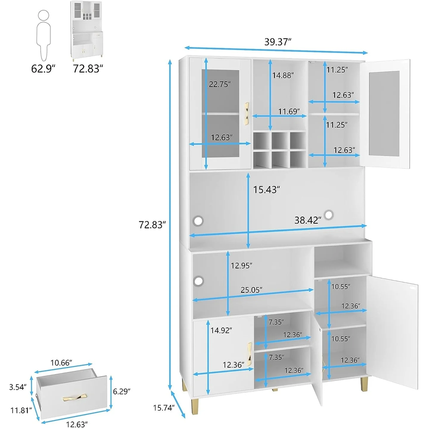 PAKASEPT Kitchen Pantry Storage Cabinet,Modern Freestanding Pantry Cabinet