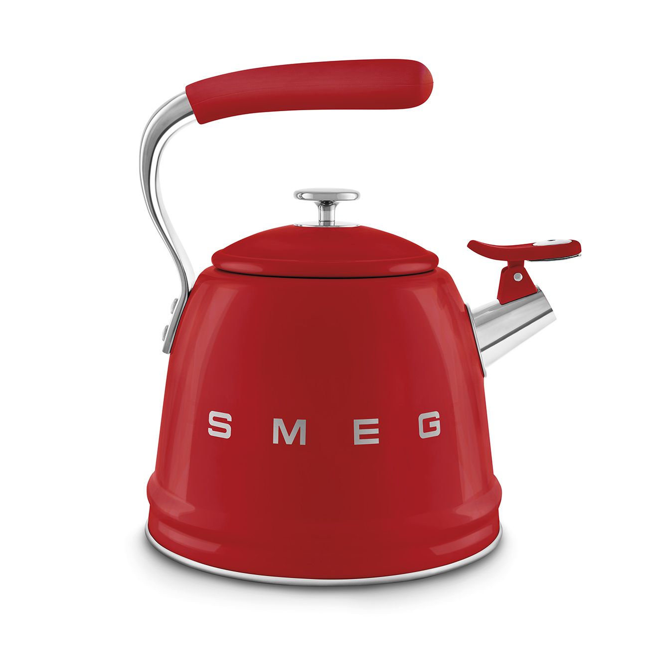 Smeg WKF01RD Whistling Kettle for Hobs, Stainless Steel, 2.3 liters, Red