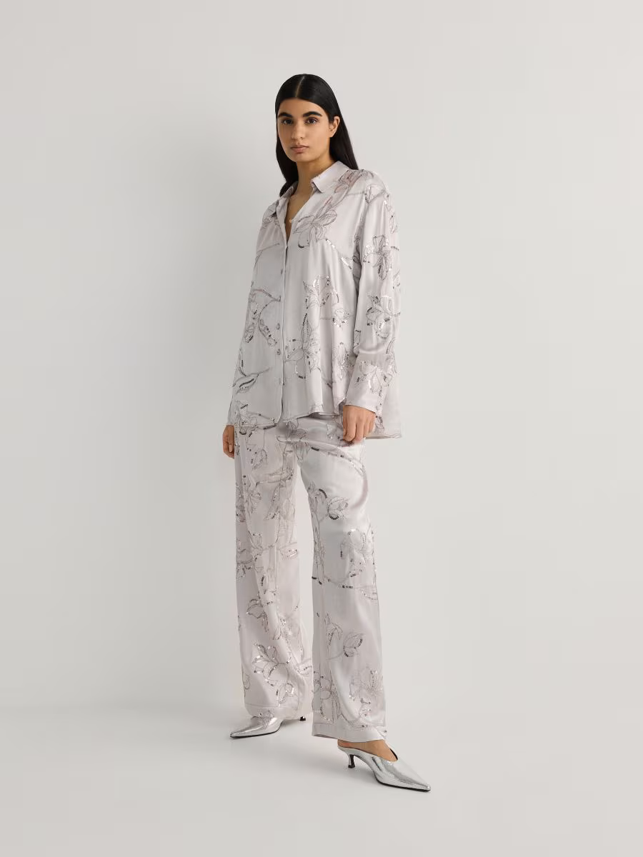 Satin Shirt With Sequin Appliqu&Eacute;S