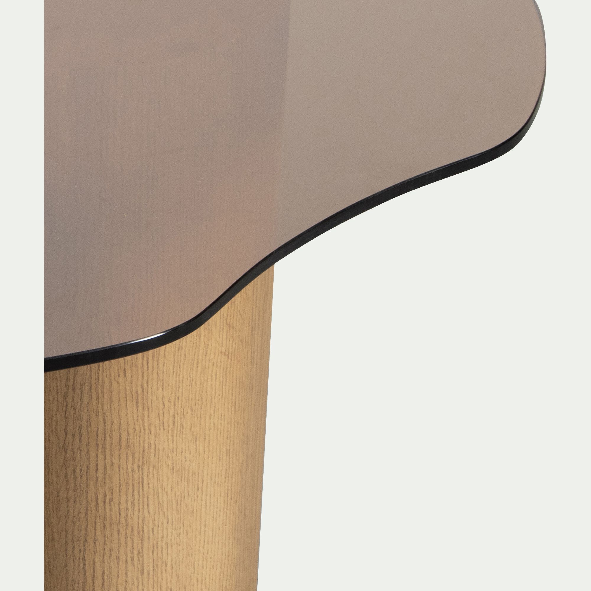 LUNELLE - Table basse en métal et verre D80xH38cm - marron