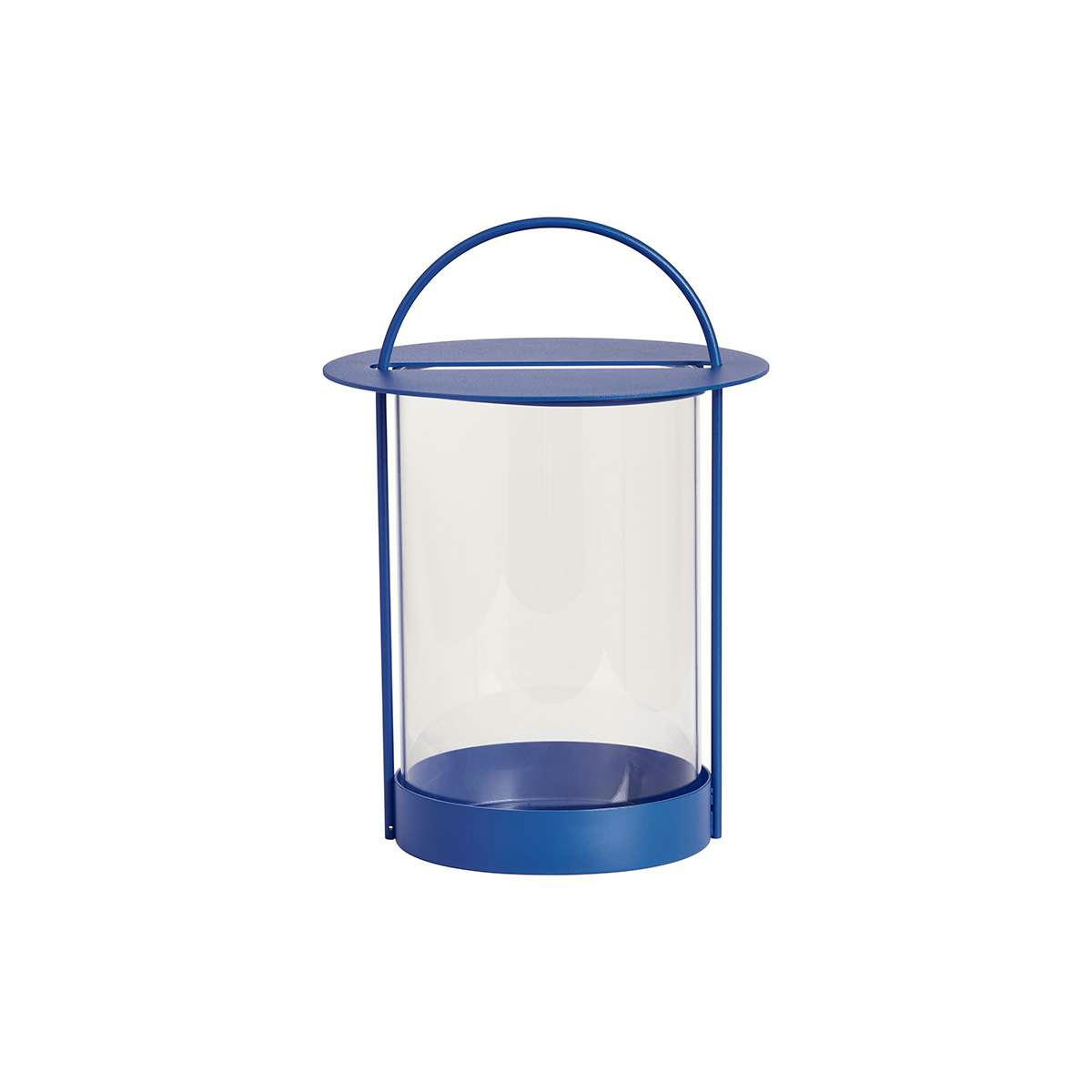 MAKI - Lanterne bleu en métal et en verre Ø20,5xH29cm