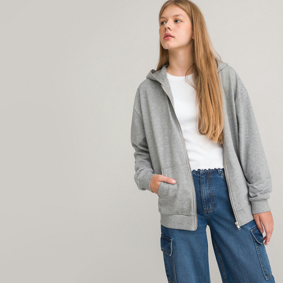 Sweat zippé à capuche en molleton unisexe