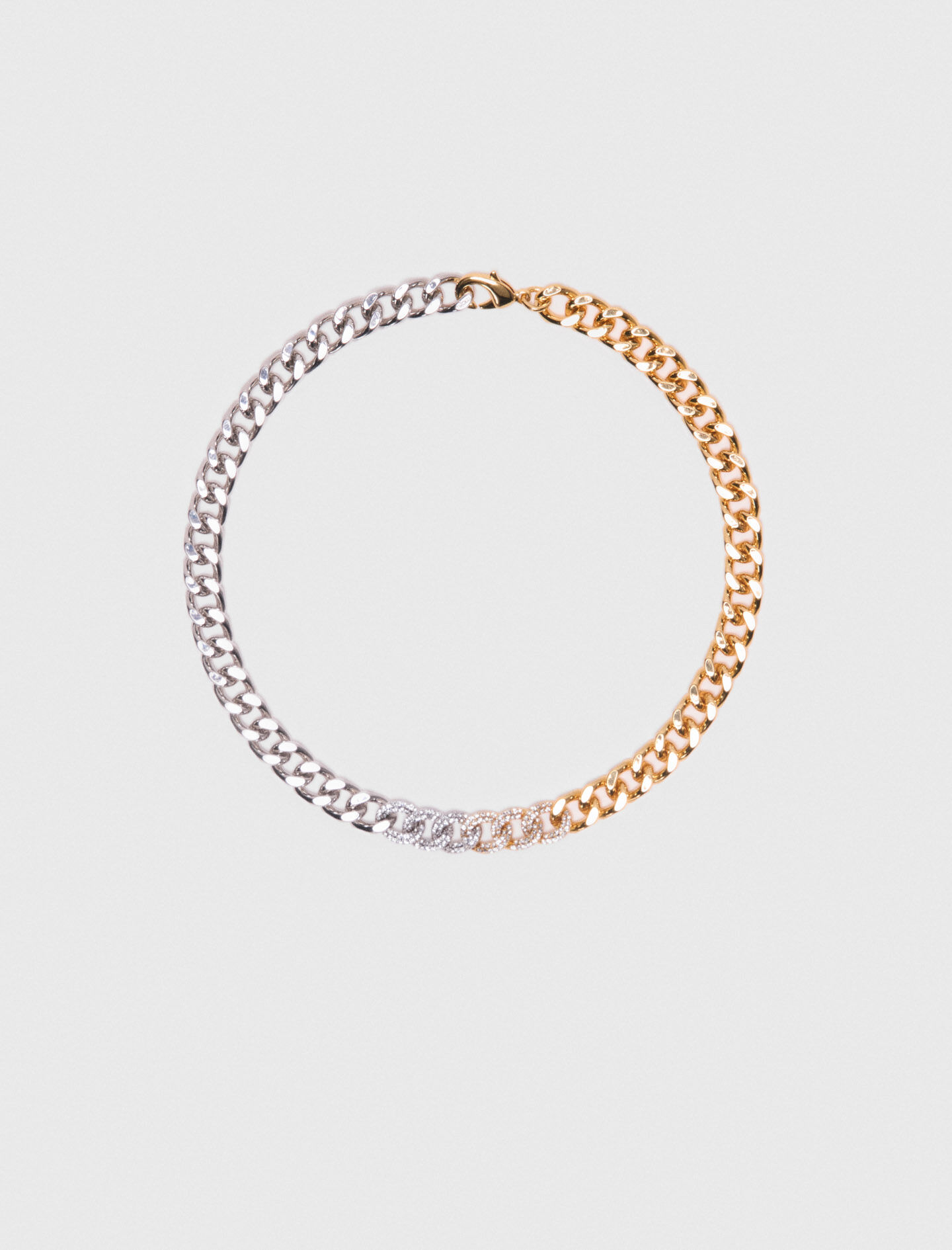 Collier maillon bicolore à strass