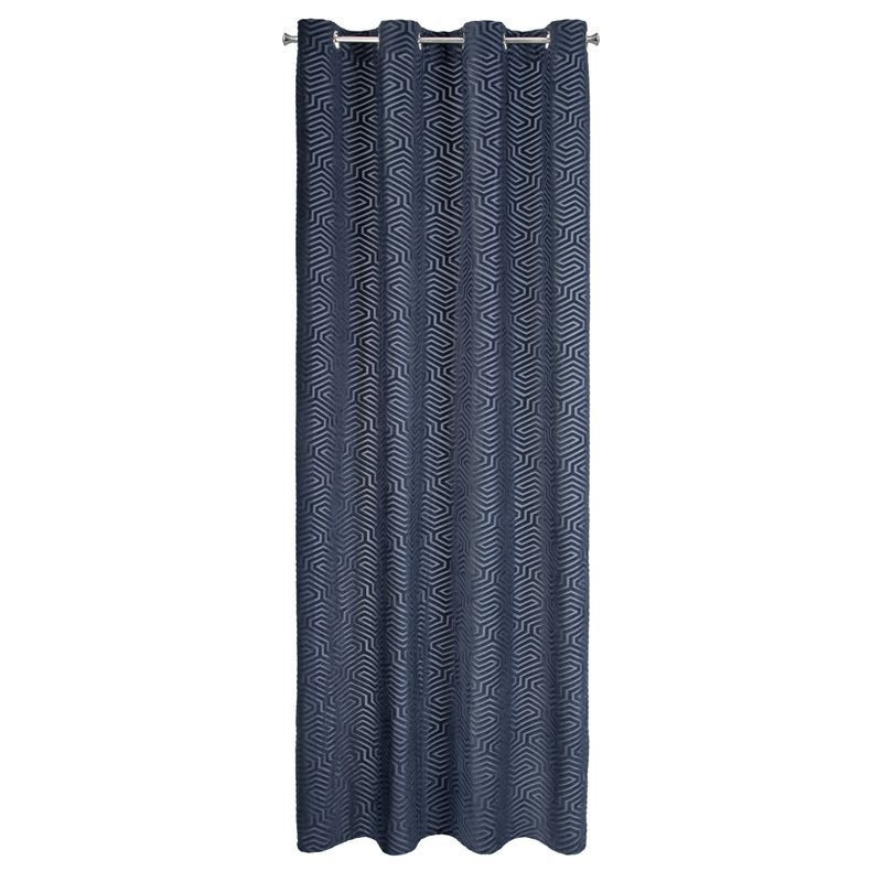 Zasłona na przelotkach w geometryczny wzór INGA 140x250 granatowa