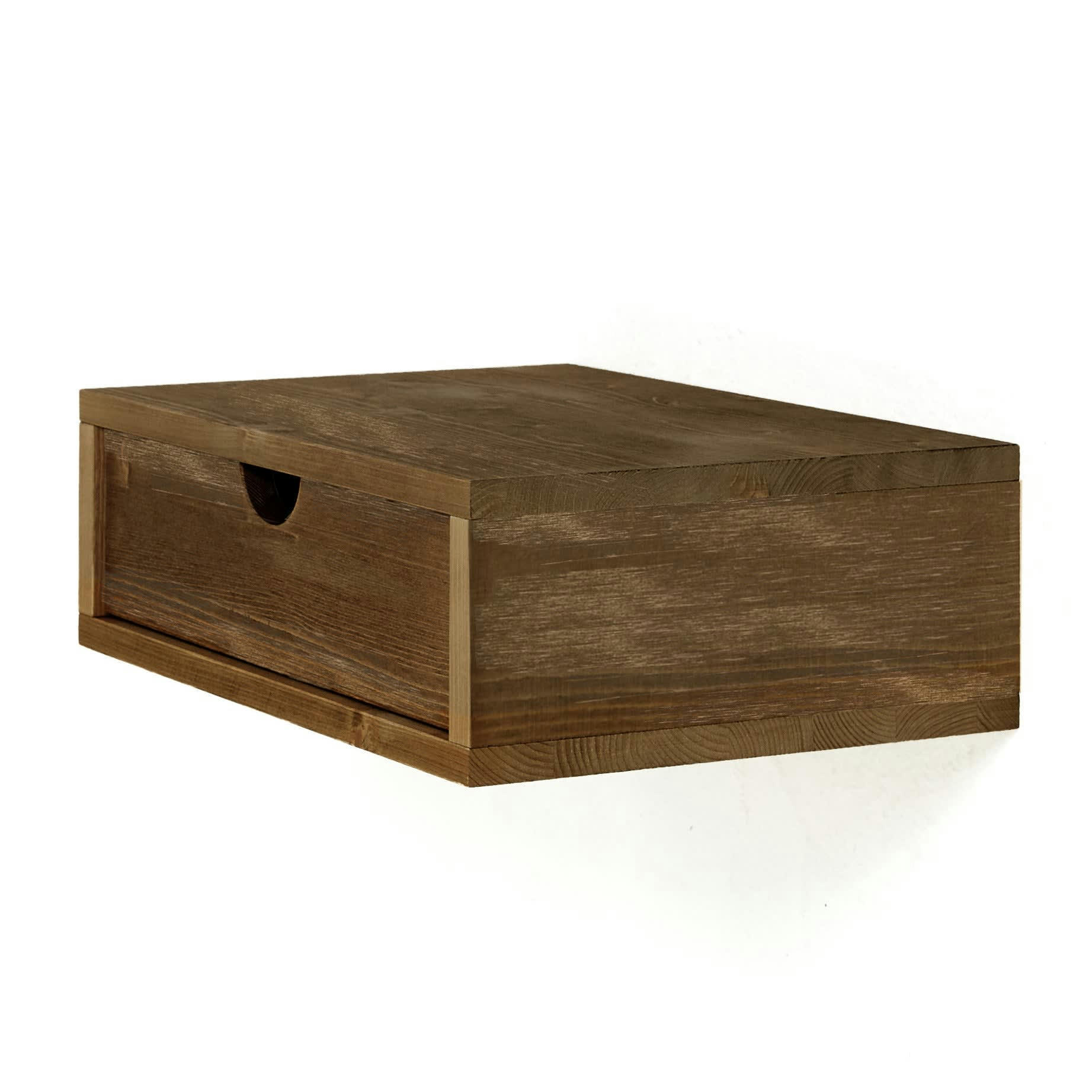 ANEU - Table de chevet flottante en bois de couleur marron vielli