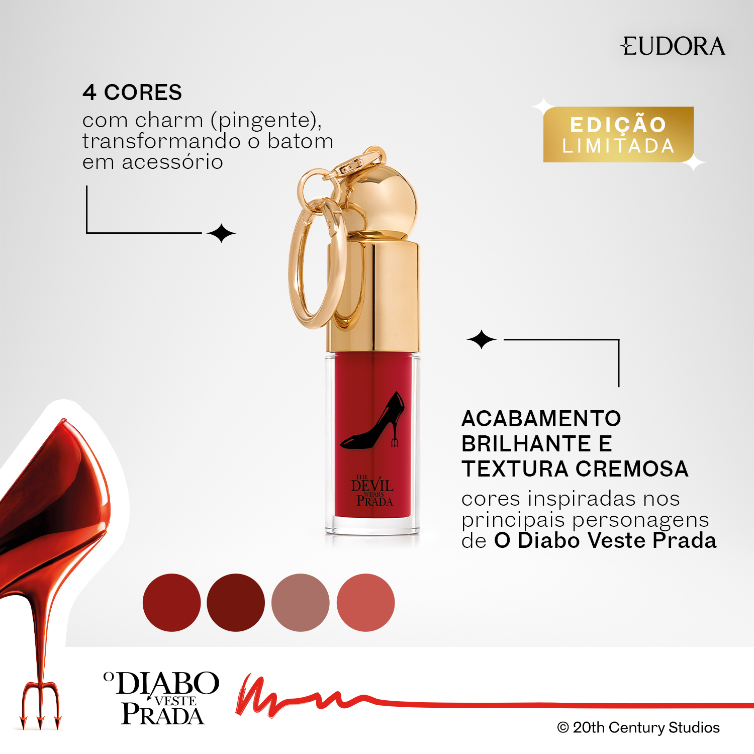 Batom Líquido Cremoso Eudora Make O Diabo Veste Prada Fashion Icon Berry 4ml
