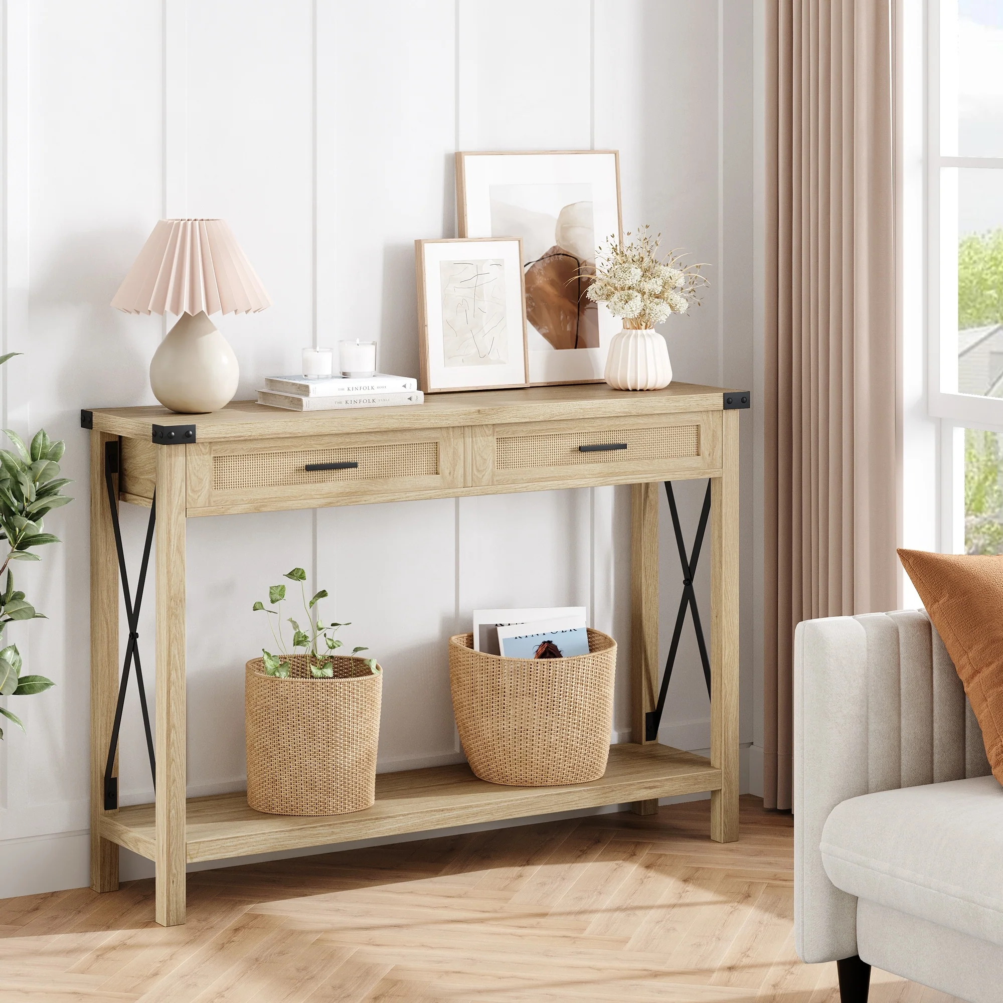 Entryway Table, Console Table Wood Sofa Table with Storage Drawers