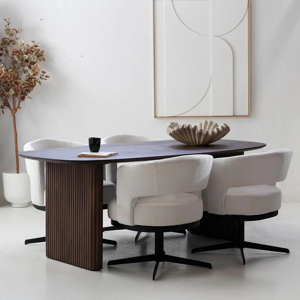 Eettafel Deens Ovaal - Donkerbruin Mangohout - 240x100x76cm - Juro