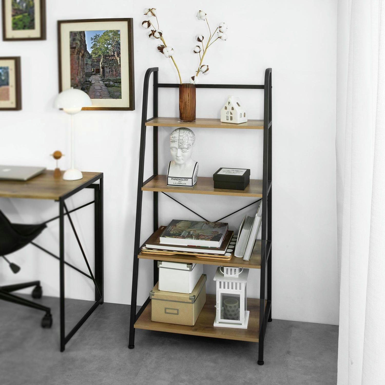 - Bibliothèque en panneaux de particules en métal noir