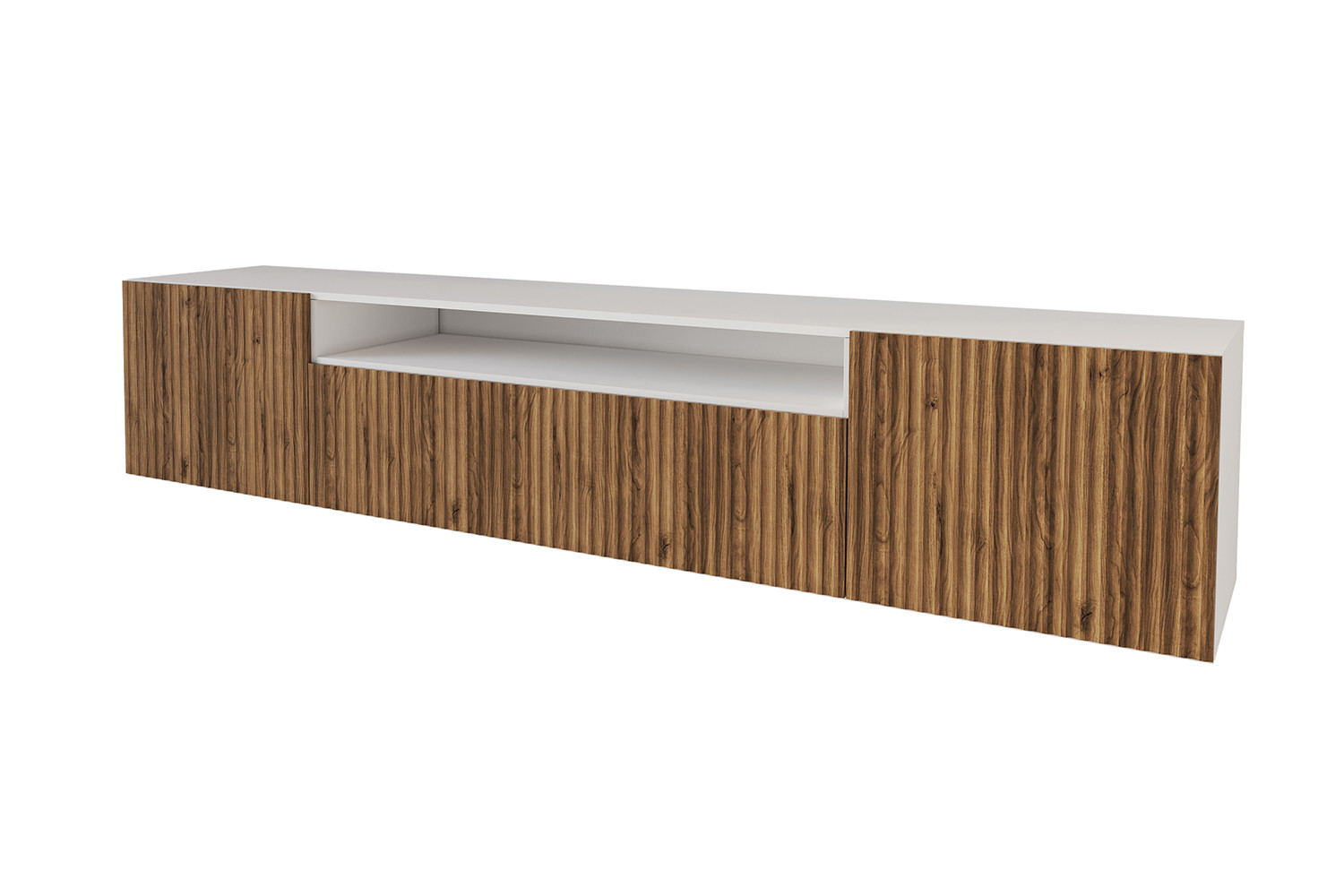 Szafka RTV z frezowanymi frontami wisząca NOA-2-W - 200x40x41 cm -Brązowy