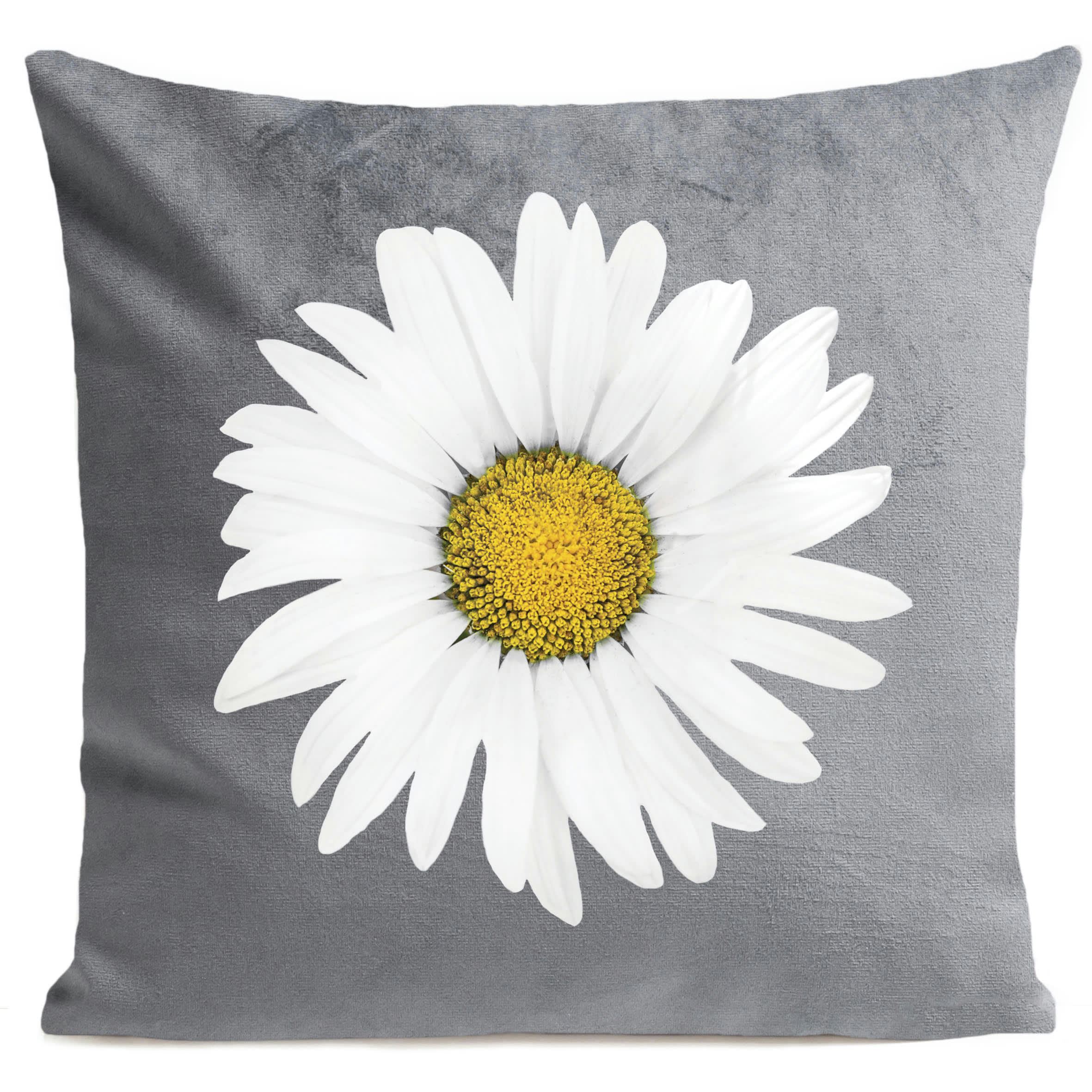 - Coussin floral marguerite gris suédine 40x40cm