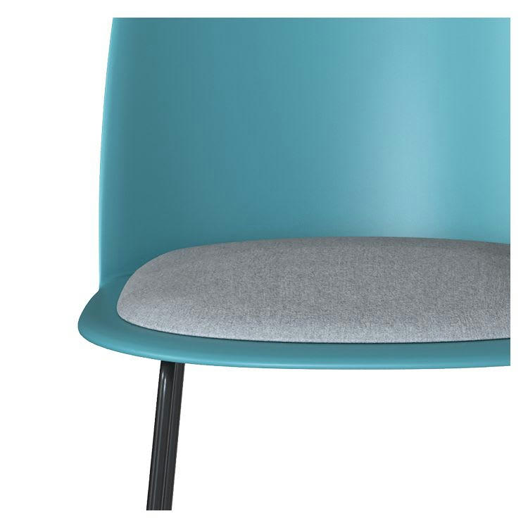 LULU - Chaise bleue en plastique, tissu gris et pieds en métal