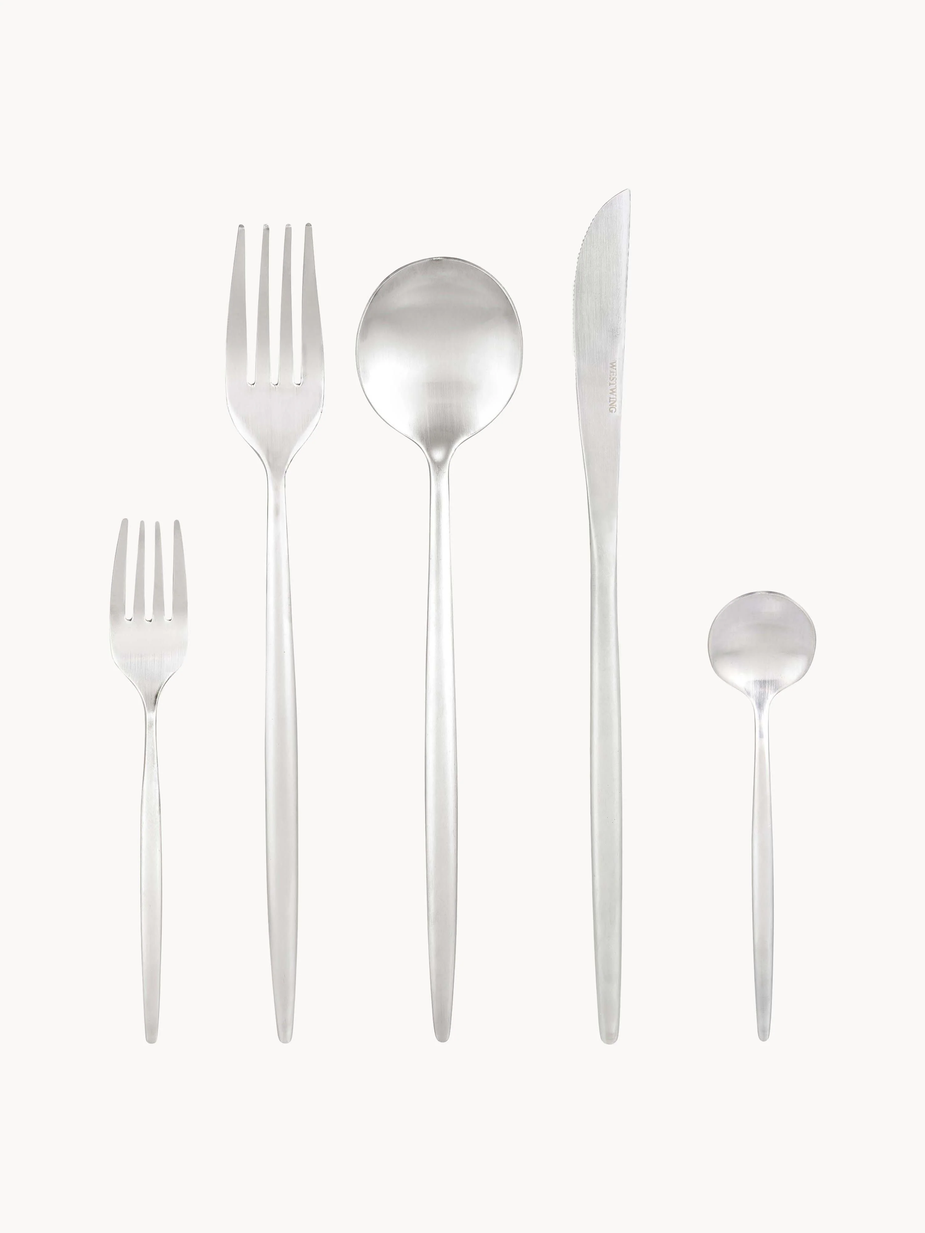 Matt gebürstetes Besteck-Set Shimmer, in verschiedenen Setgrößen