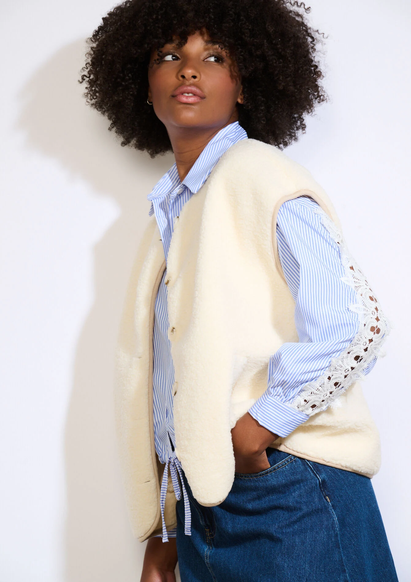 Zachte mouwloze bodywarmer