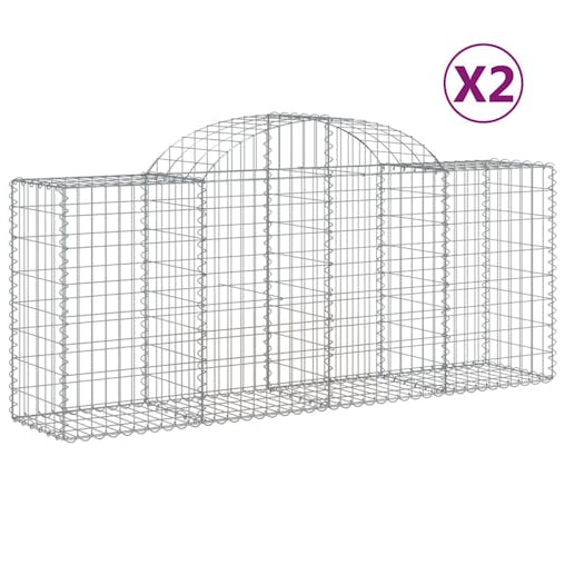 NNEVL Arched Gabion Baskets 2 pcs 200x50x80/100 cm Galvanised Iron