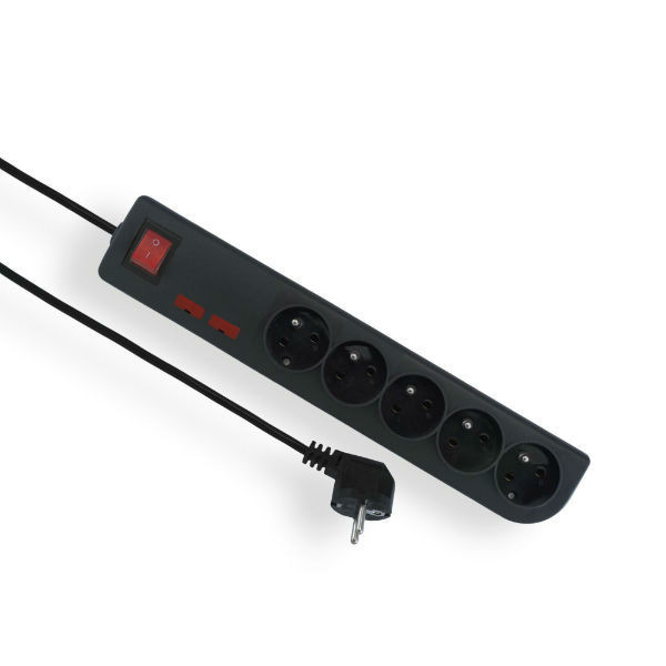 Listwa przeciwprzepięciowa 6-gn 3m czarny PSF2-603-2