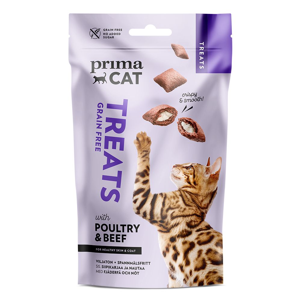 PrimaCat Skin & Coat Crunchy Treats with Beef & Poultry