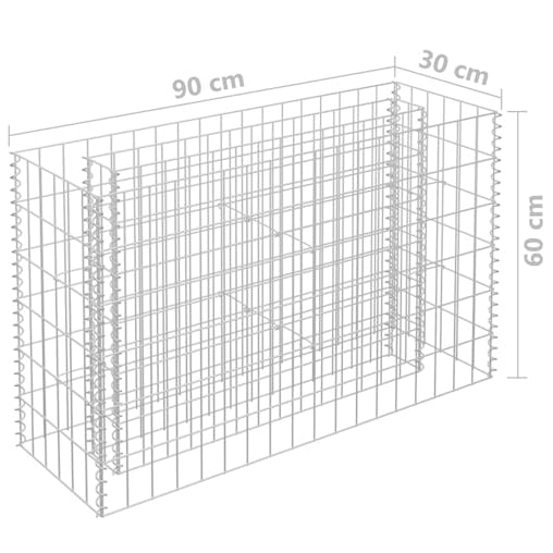 NNEVL Gabion Raised Bed Galvanised Steel 90x30x60 cm