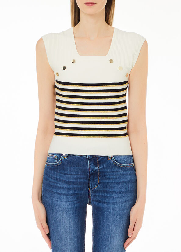 Top a righe in maglia