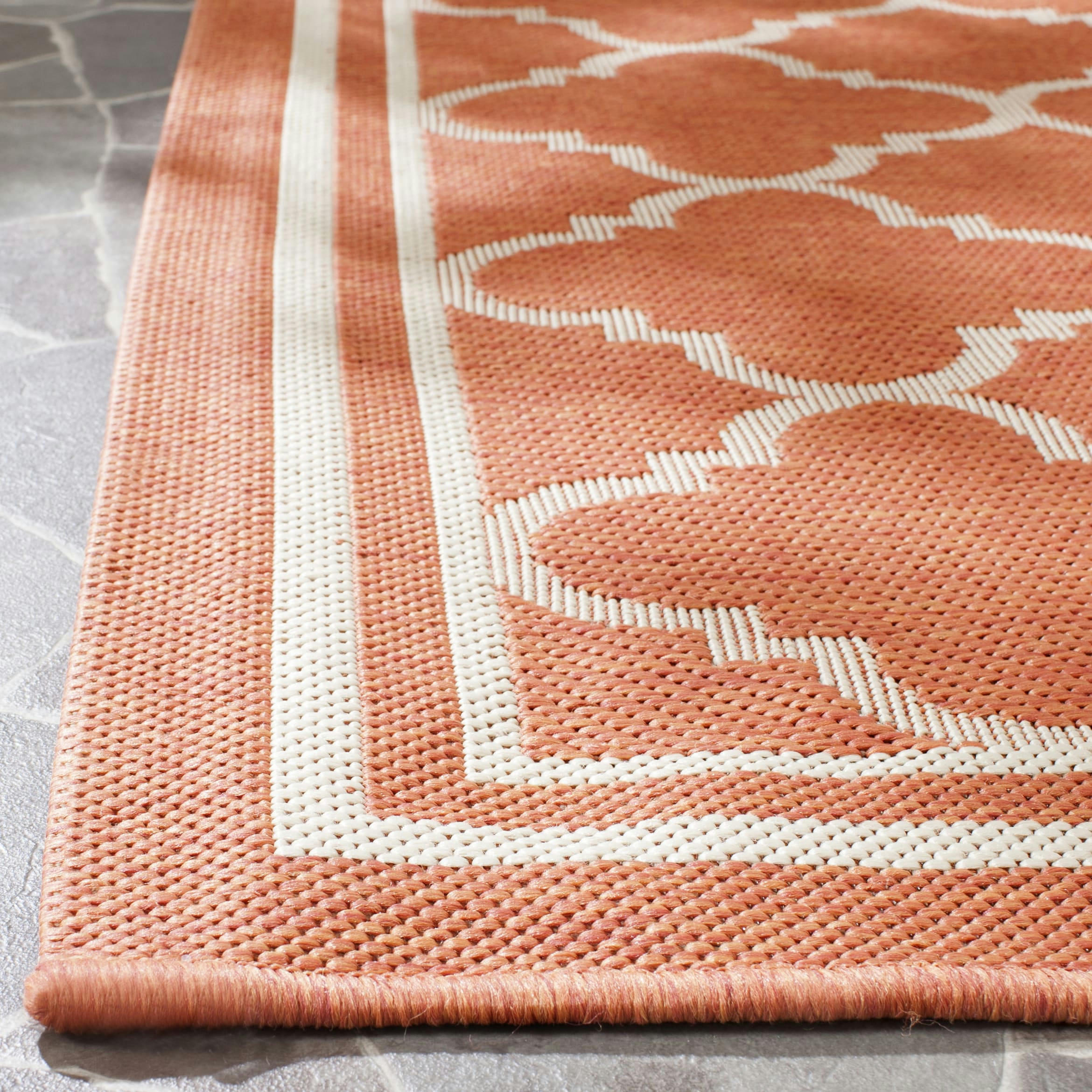COURTYARD - Tapis interieur & exterieur en terracotta & bone, 79 x 152 cm