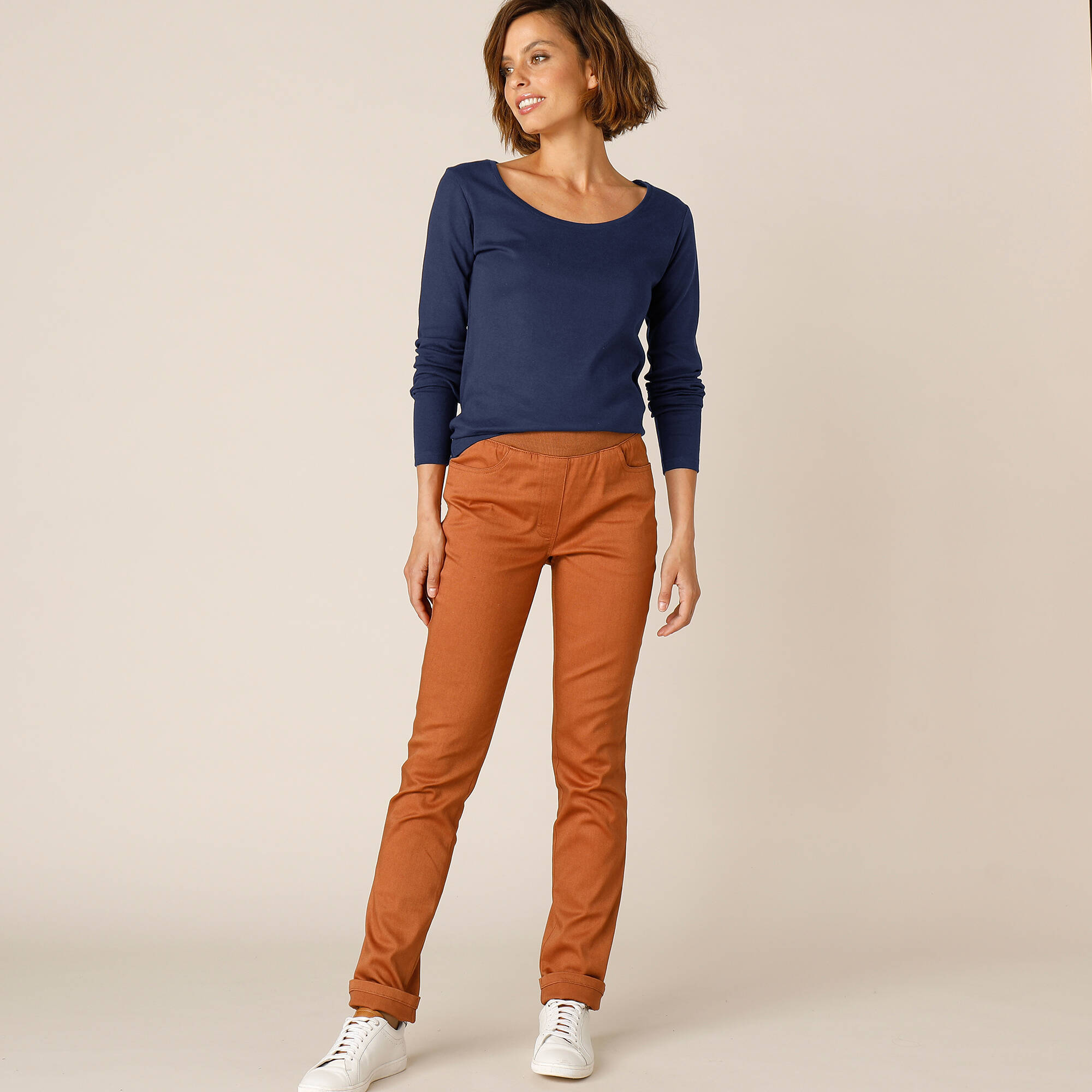 T-shirt uni manches longues en coton biologique(**)