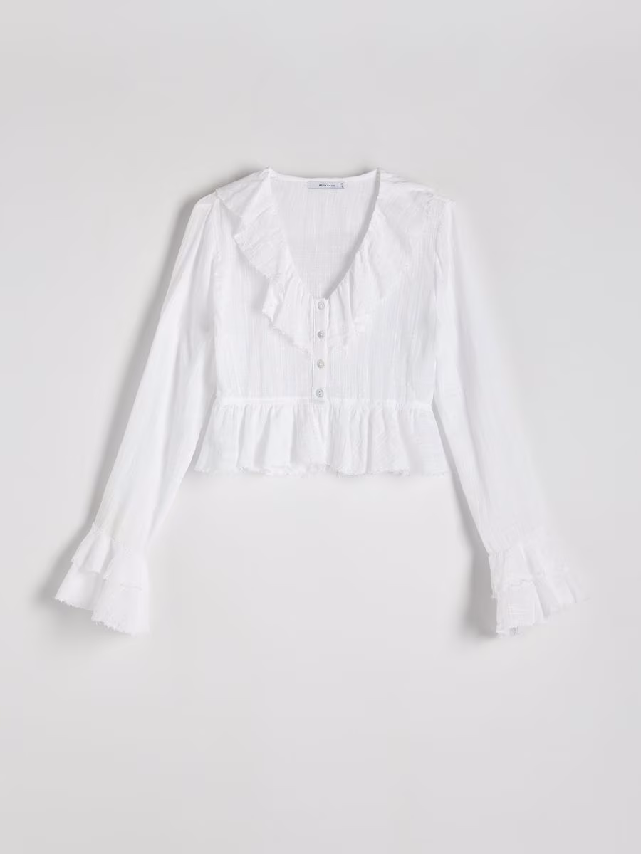 Cropped Blouse With Ruffle Details
