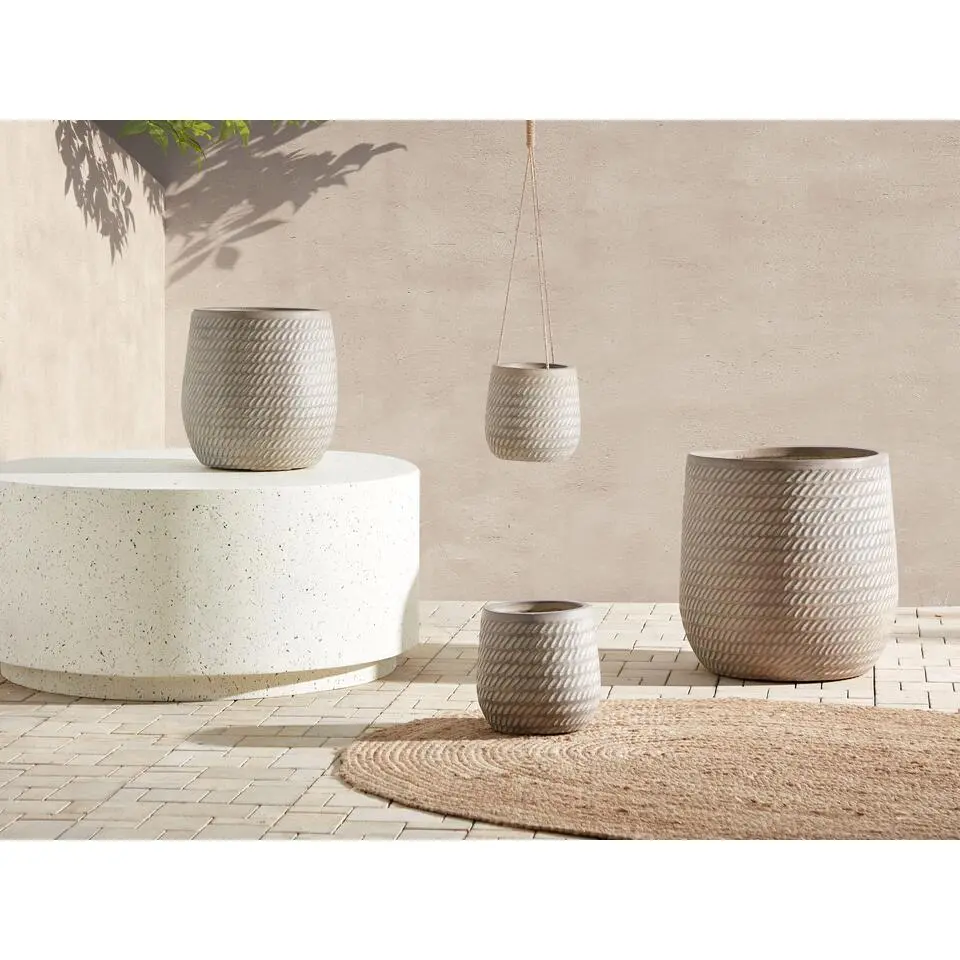 LIVADIA - Bloempot - Taupe - 39 cm - Vezelklei