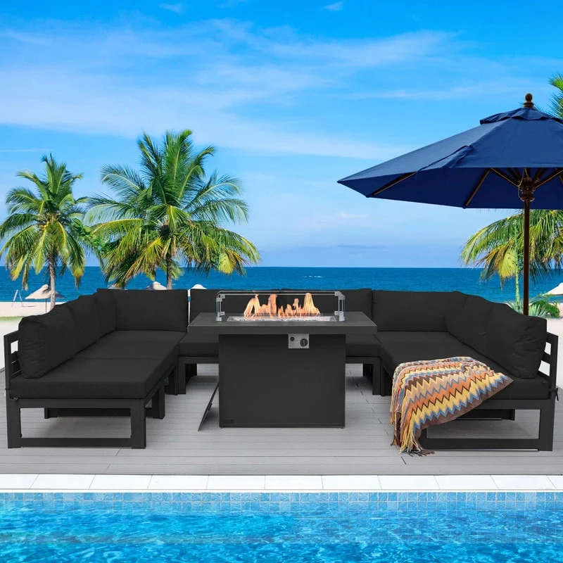 FINCATI Aluminum Outdoor Patio Furniture Conversation Sectional Sofa Set