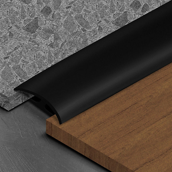Barre de seuil étanche Double bordure PVC 24 x 35 mm Noir Longueur 1 m - Floordirekt