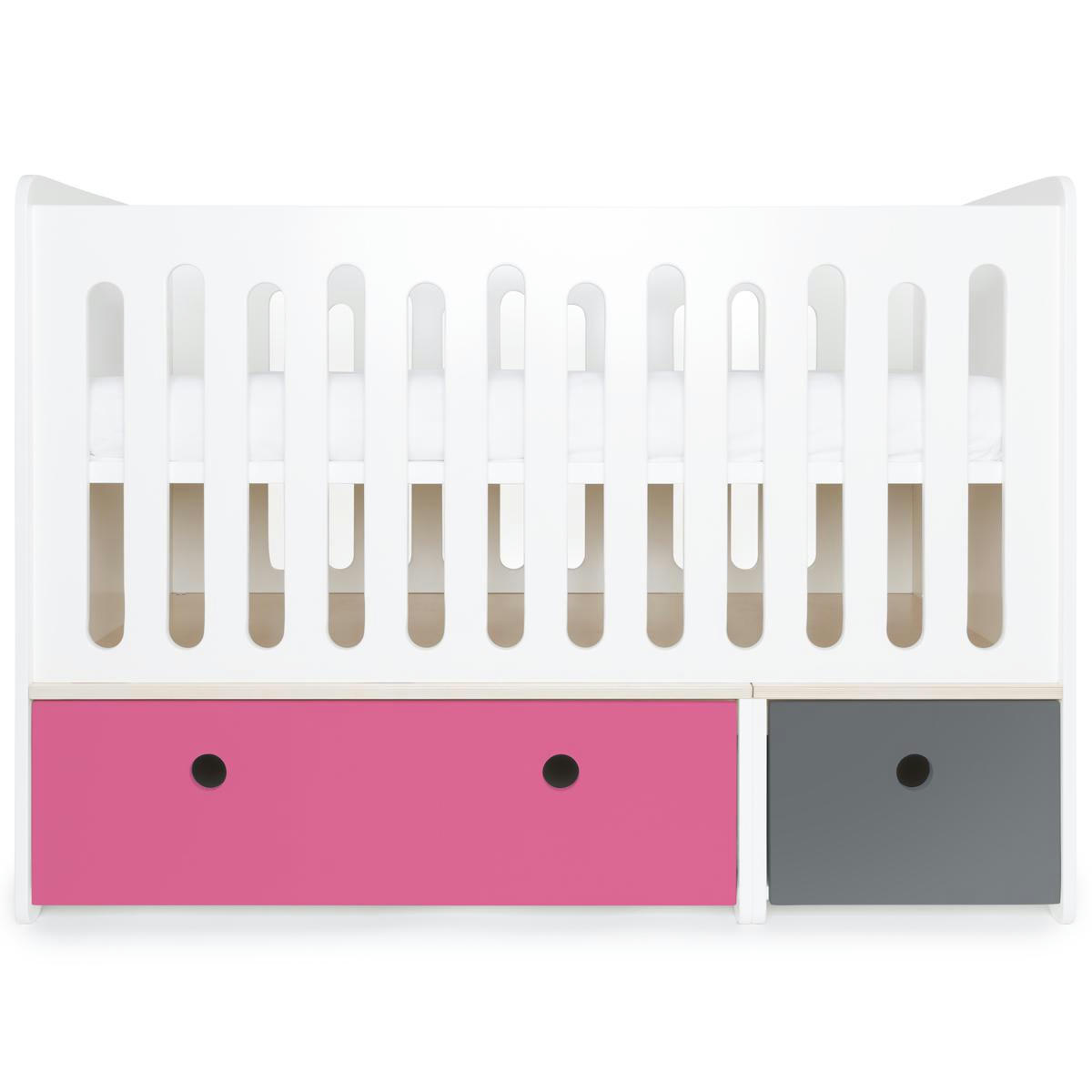 COLORFLEX - Lit bébé évolutif 70x140cm fushia-gris espace