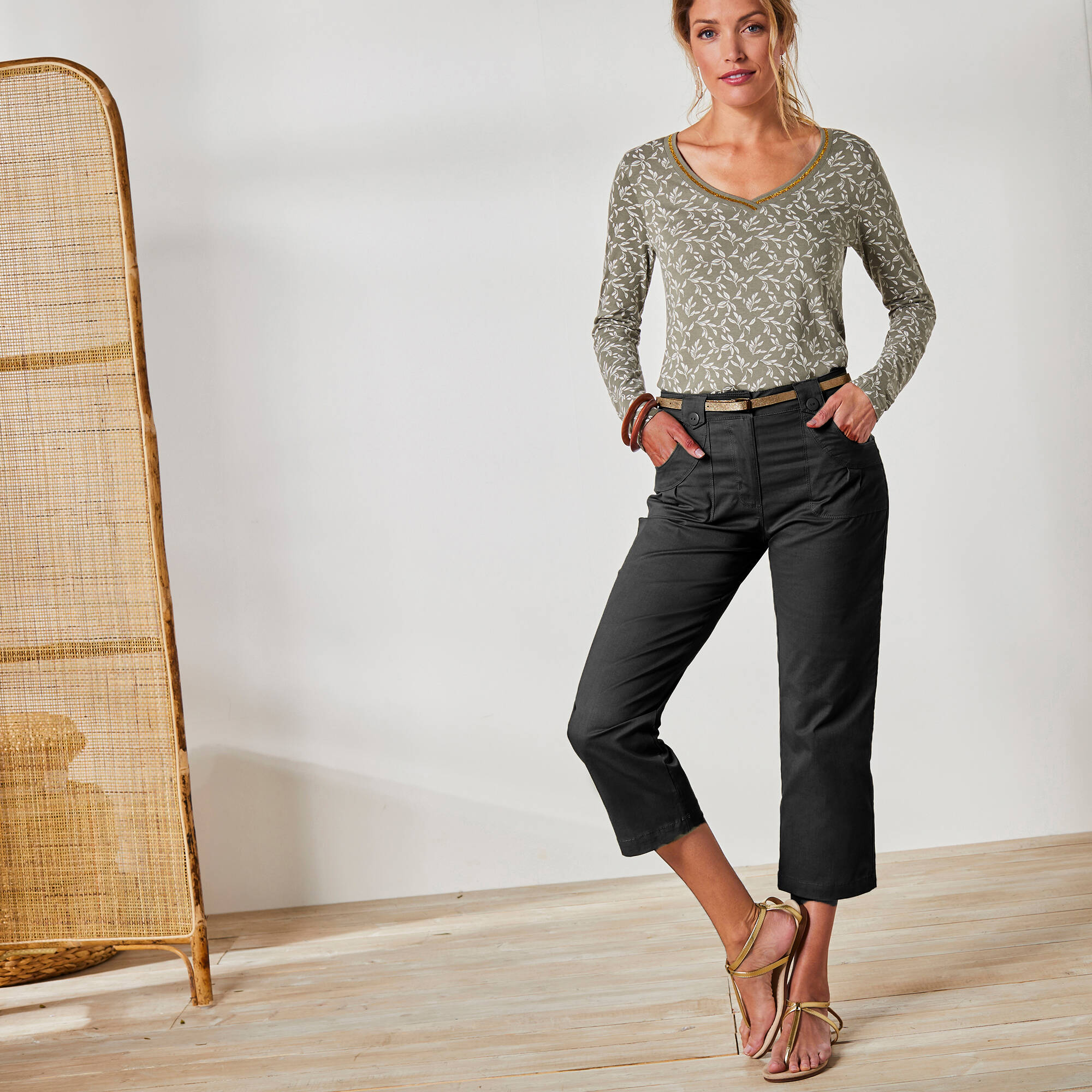 Pantacourt droit stretch