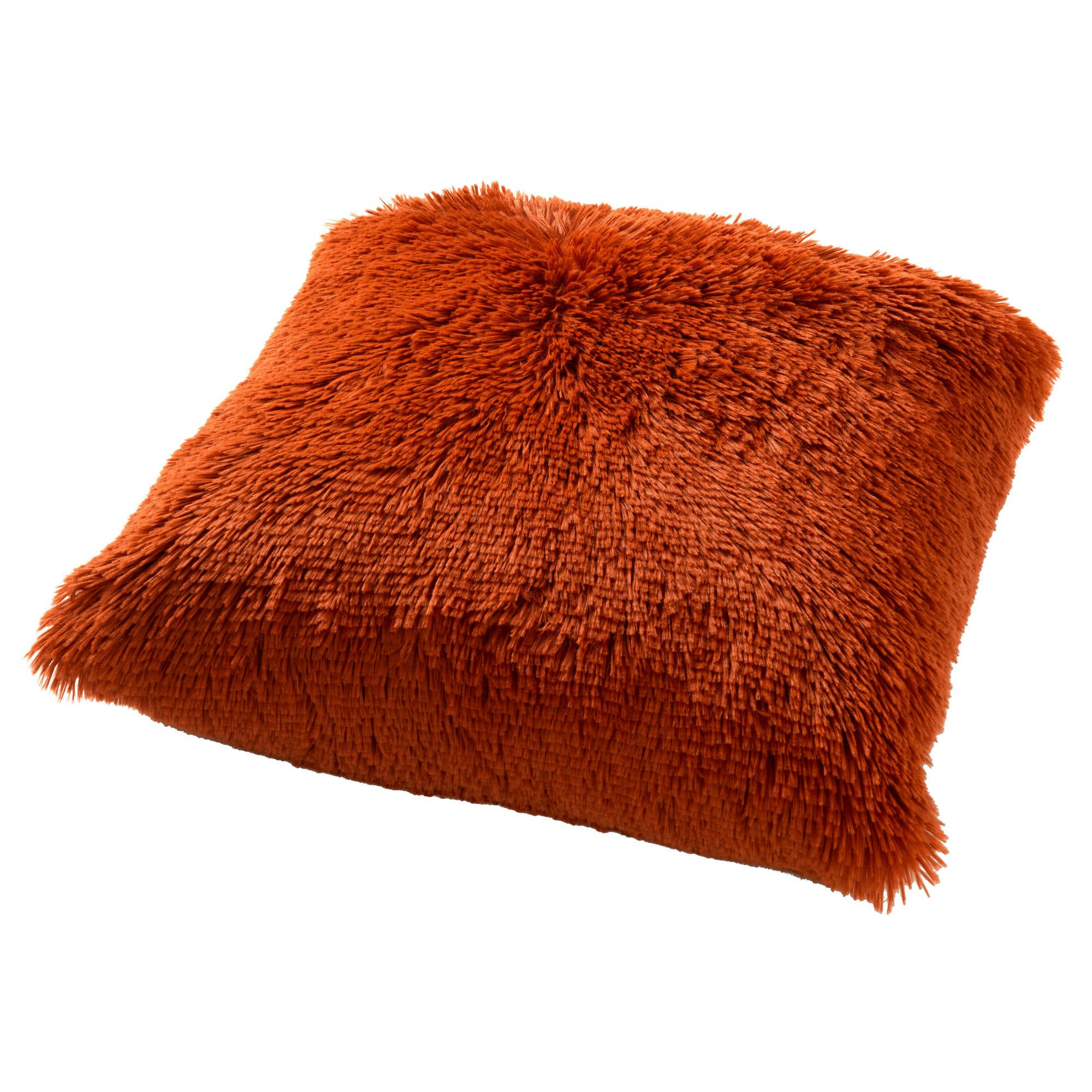 - Housse de coussin orange fausse fourrure-45x45 cm uni