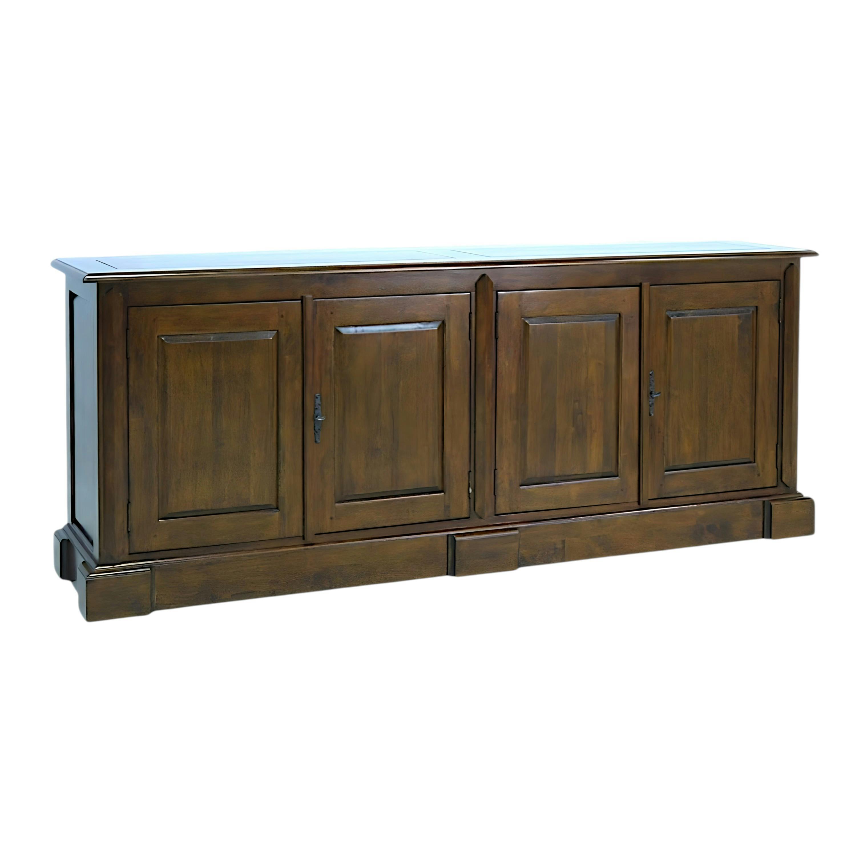 Buffet Enfilade Hévéa 4 portes 200x45x80cm TRADITION