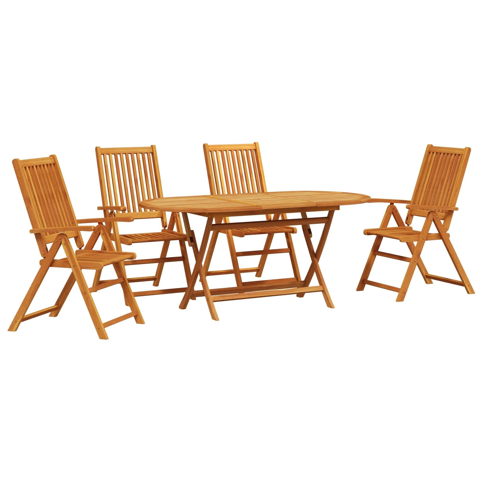 vidaXL Outdoor Dining Set Set of 5 Natural Wood Solid Acacia Wood