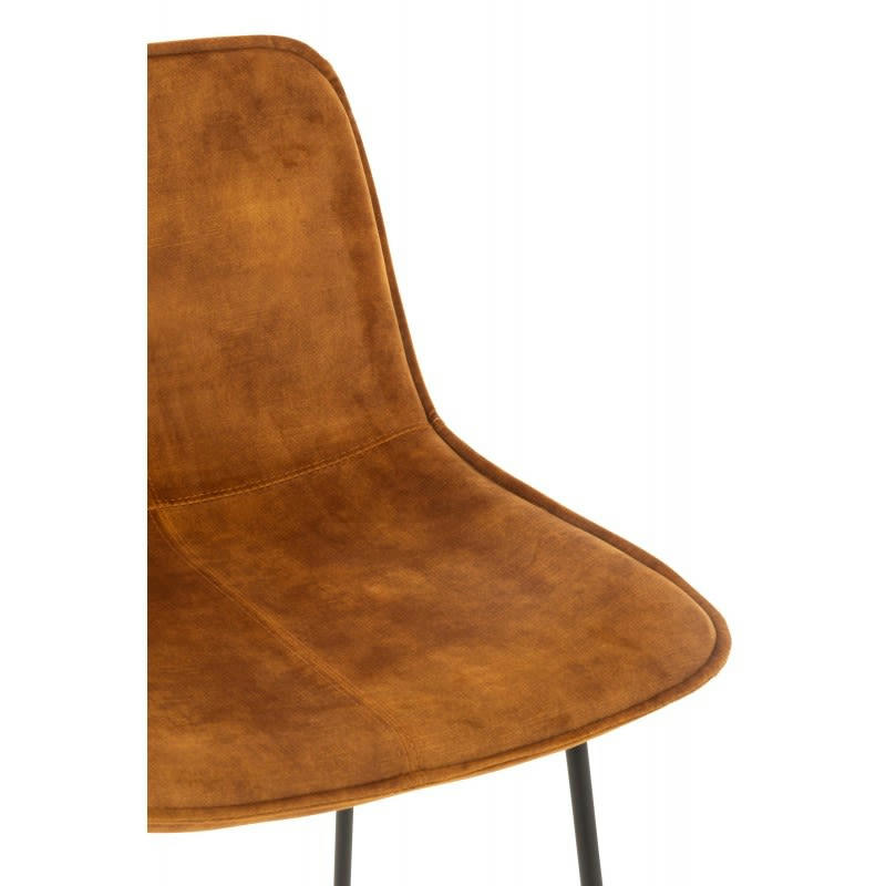LAURENT - Chaise de bar métal et textile ocre