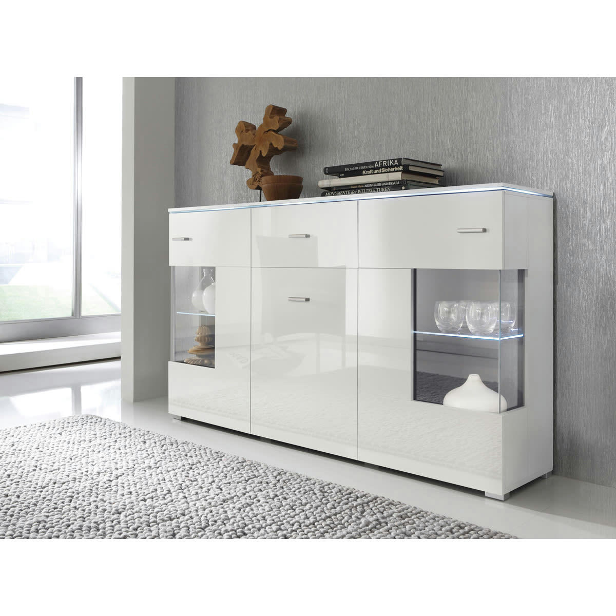 - Buffet 3 portes 1 tiroir avec led blanc