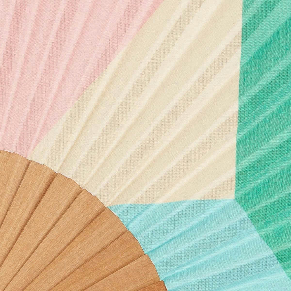 PARADIS - Éventail en bois de merisier et coton motif graphique corail