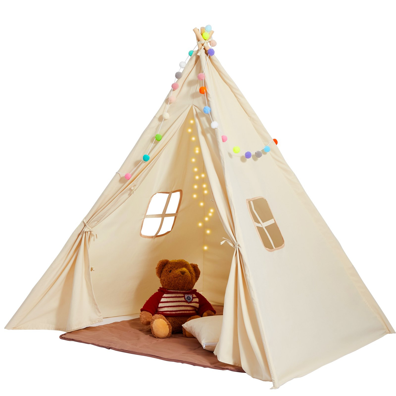 Namiot tipi dla dzieci 1-5 lat – z matą i piłkami do pokoju 118x118 cm