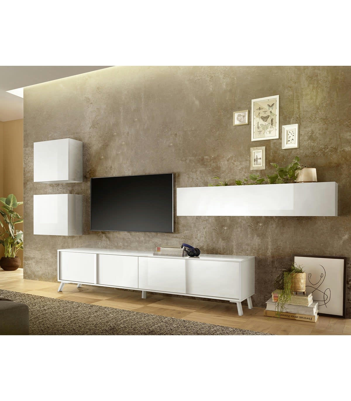 CITY - Meuble TV 4 portes - L205 cm