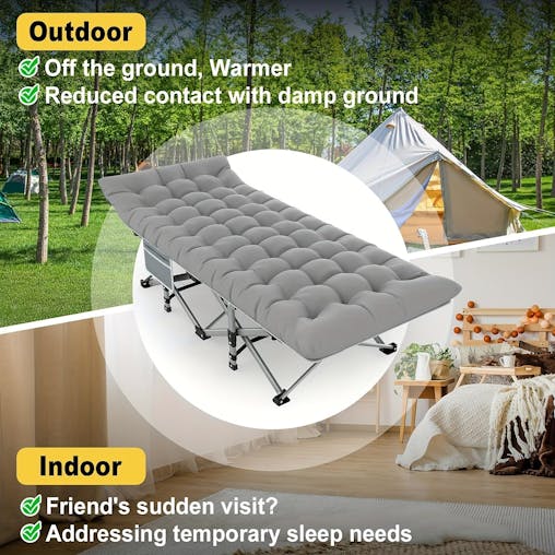 NNETM Folding Camp Cot with Mattress