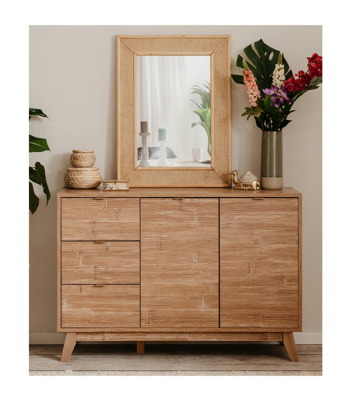 BOOBANG - Buffet 2 portes 3 tiroirs et 1 étagère - L120 cm