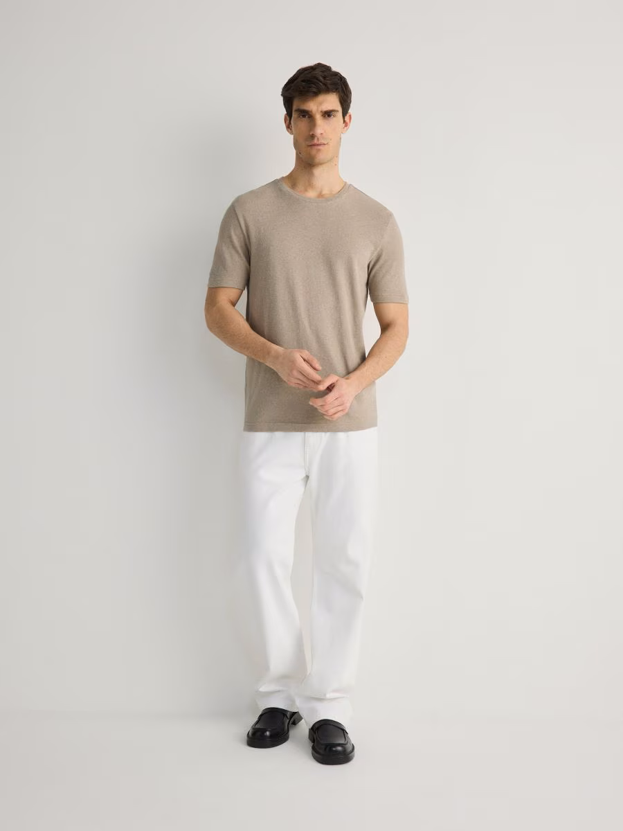 Regular Fit T-Shirt With Linen Blend