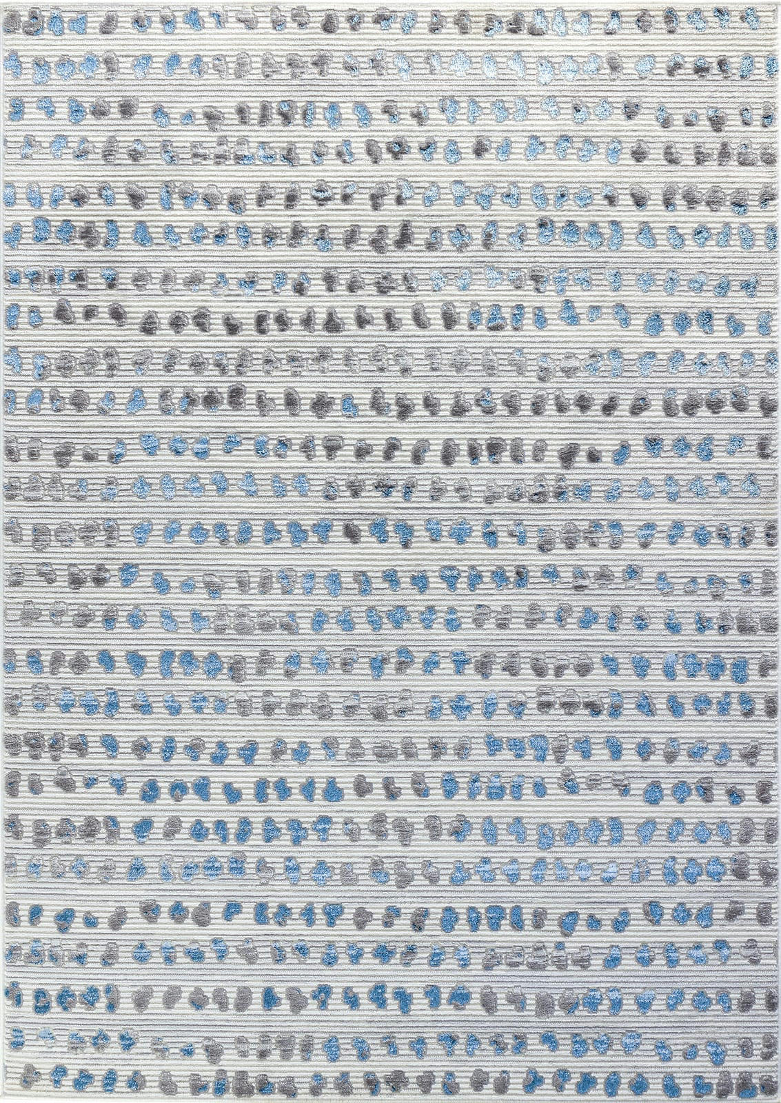 VALKIRIA - Tapis Scandinave à Pois Ivoire/Bleu/Gris 200x275