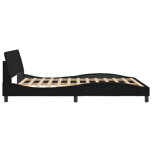 NNEVL Bed Frame with Headboard Black 152x203 cm Fabric