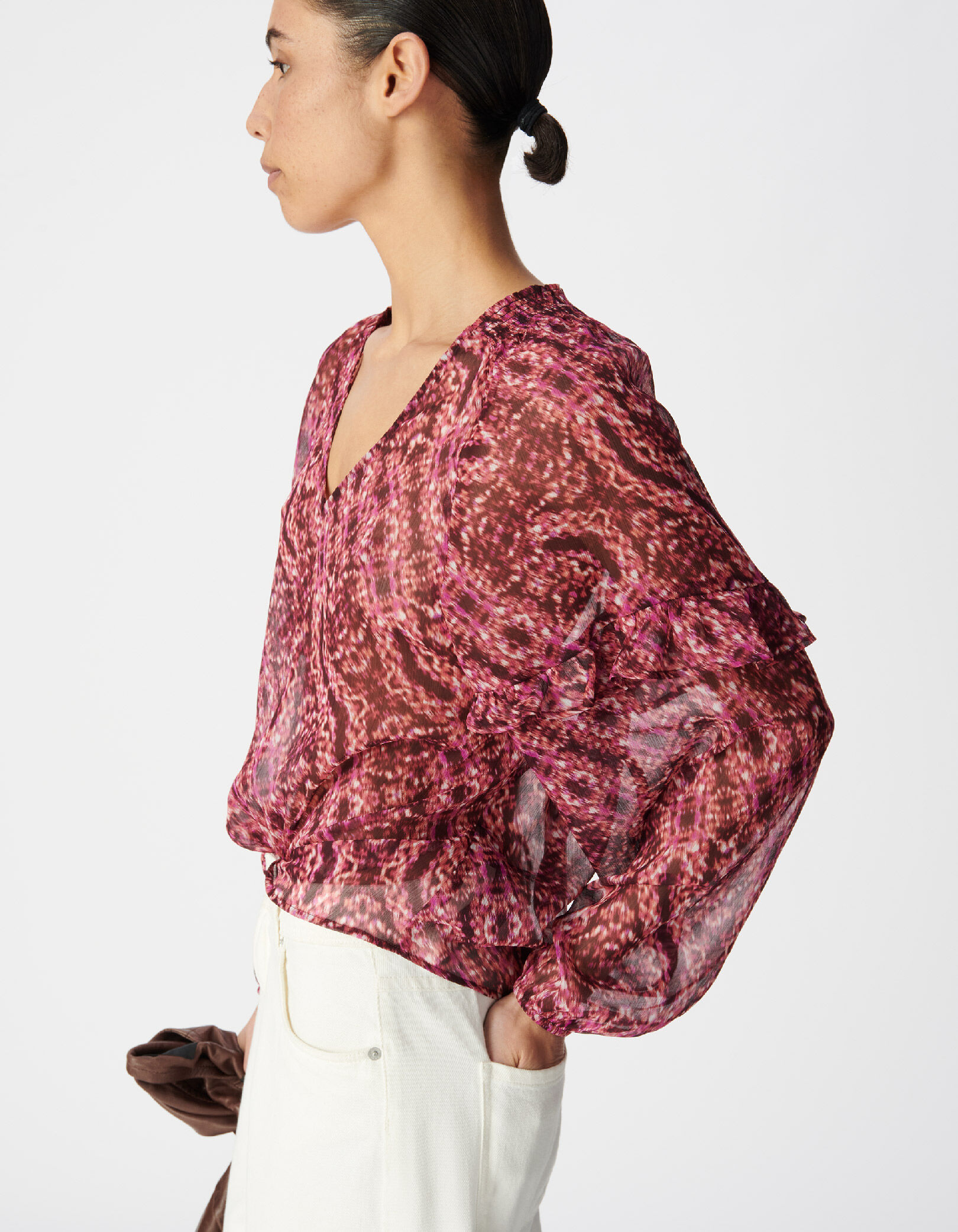 Blouse rose imprimé animalier Femme