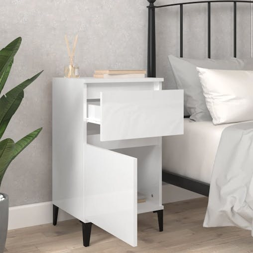 NNEVL Bedside Cabinets 2 pcs High Gloss White 40x35x70 cm