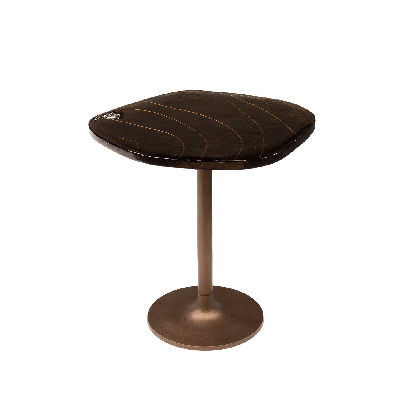 Giga Meubel Bijzettafel Eclipse - Koper Metaal/Glas - 53x42x50cm