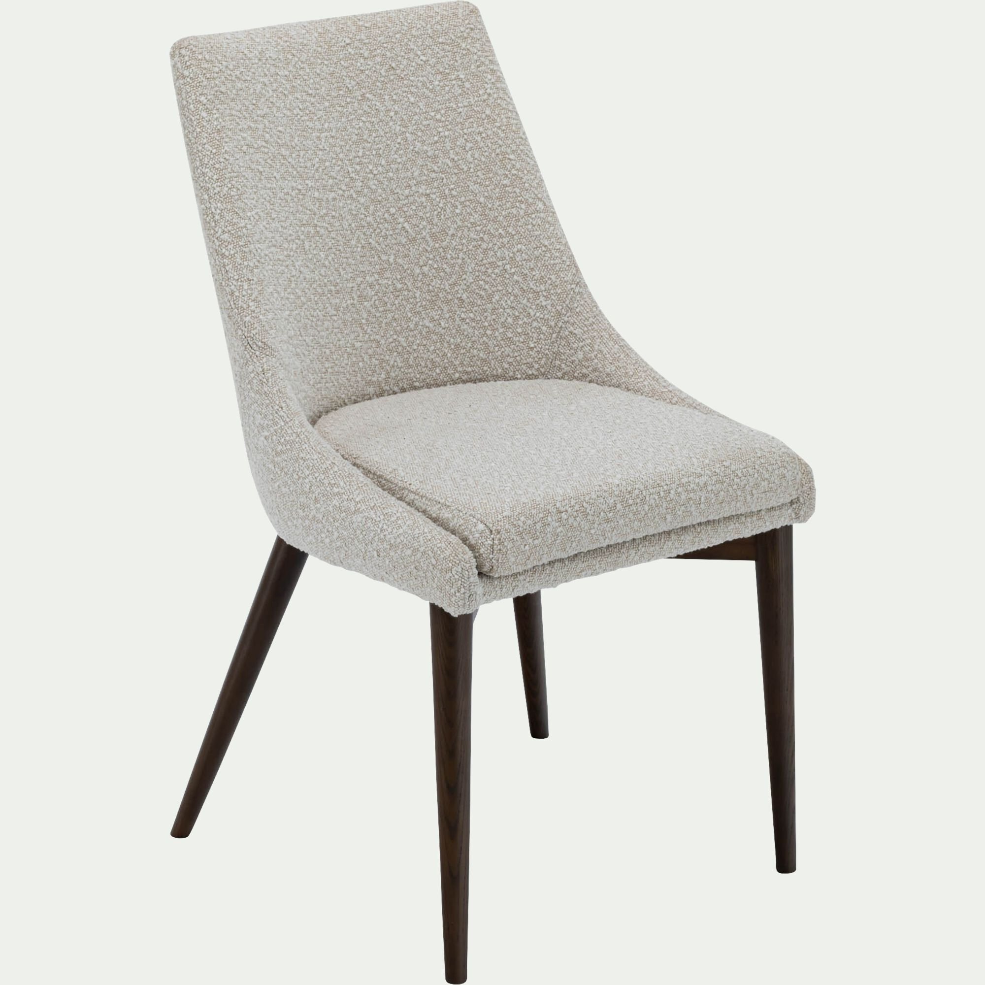 ABBY - Chaise de repas en tissu bouclette rasé - blanc écru