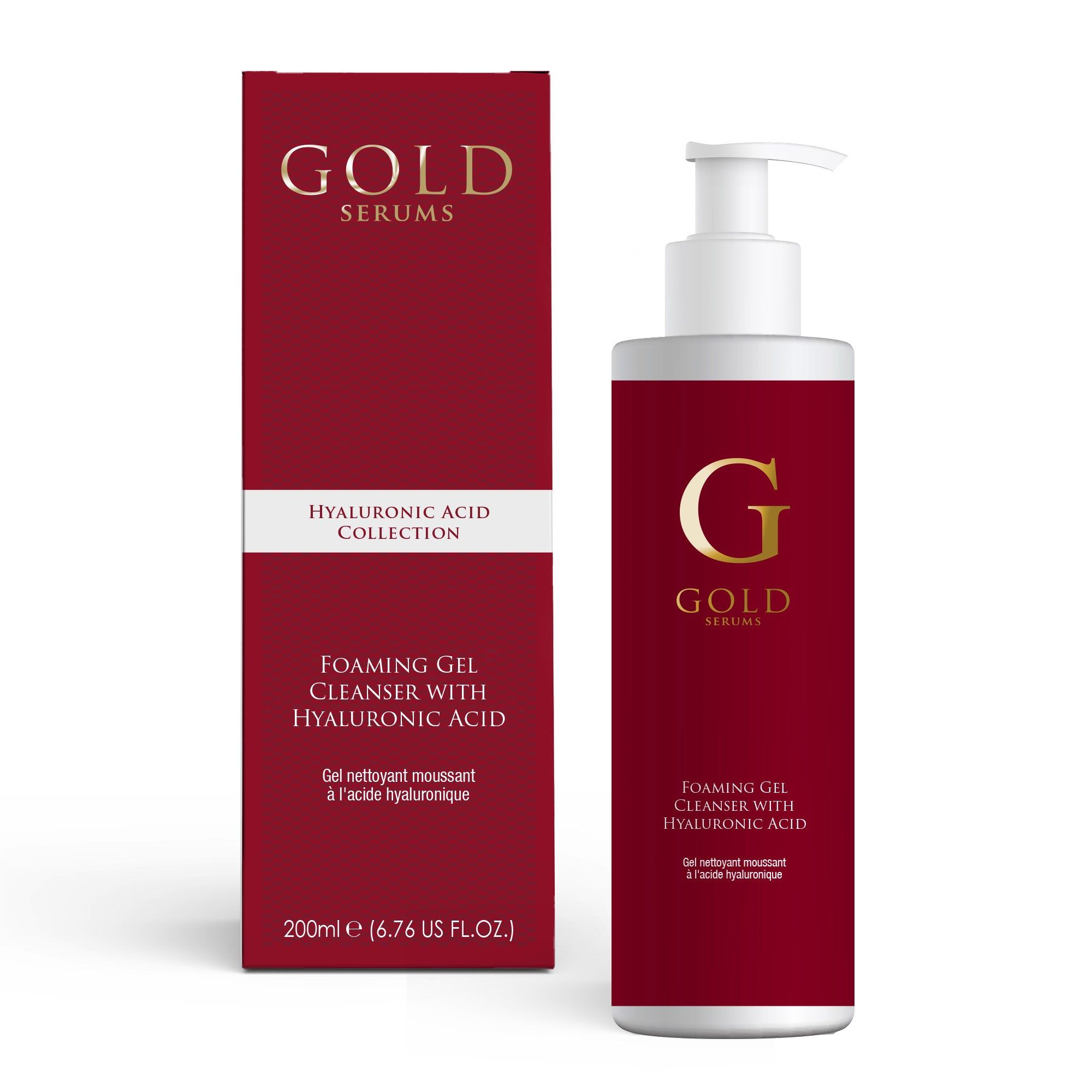 Gold Serums Foaming Mousse Cleanser with Hyaluronic Acid 200ml x 2 Duo Pack