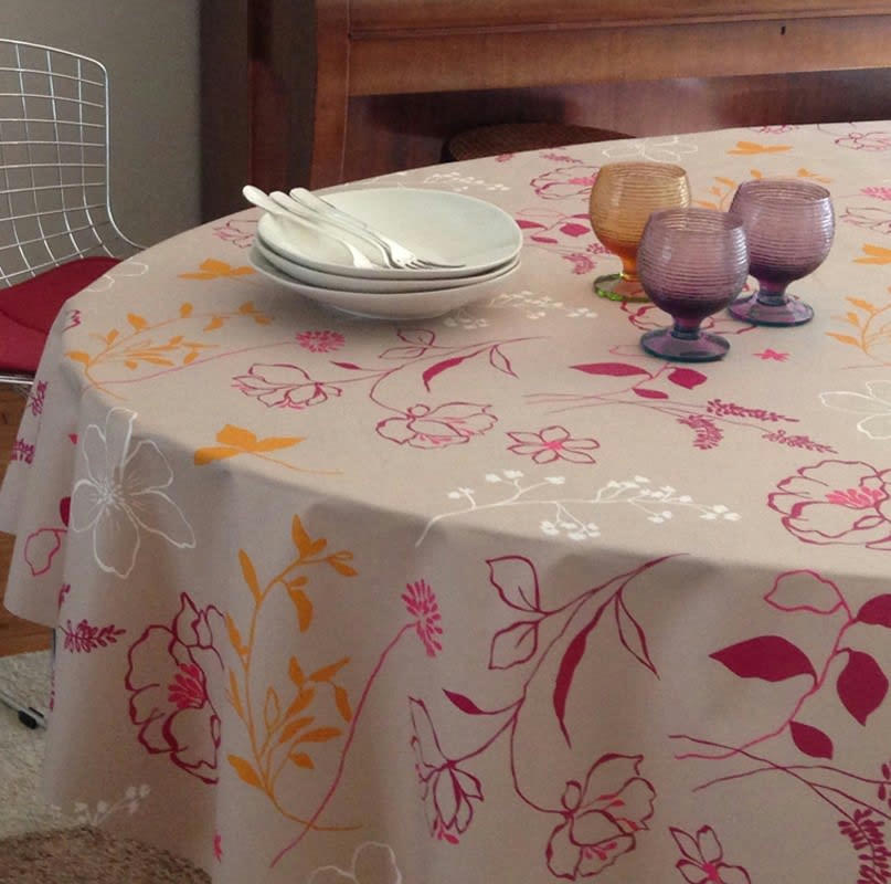 CAMELIA - Nappe enduite ronde 160 x 160 cm orange